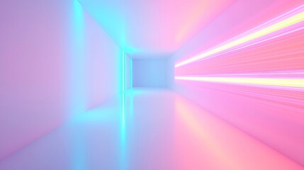 Poster - Multicolored Light Leaks in Free Space, vibrant hues blending seamlessly, creating an abstract atmosphere that enhances the surrounding environment with dynamic color shifts