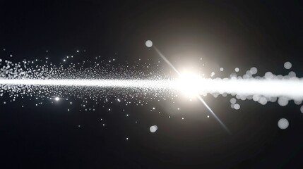 Poster - Optical Lens Flare Animation, bright white light effect on a black backdrop, dynamic overlay creating a sense of depth and movement in a minimalist design space