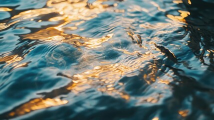Leinwandbilder - Close-up of a rippling water surface background, highlighting the intricate patterns and textures of the water, providing ample copy space for overlay text.