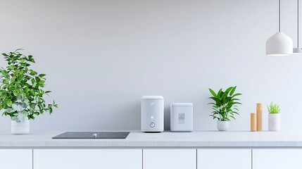 Poster - Smart Home Automation, seamless integration of home appliances through IoT technology, dynamic animation showcases a modern gray backdrop, emphasizing innovation and connectivity.