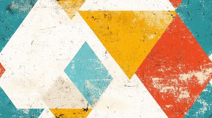Poster - Retro Triangles and Squares Abstract Background Design