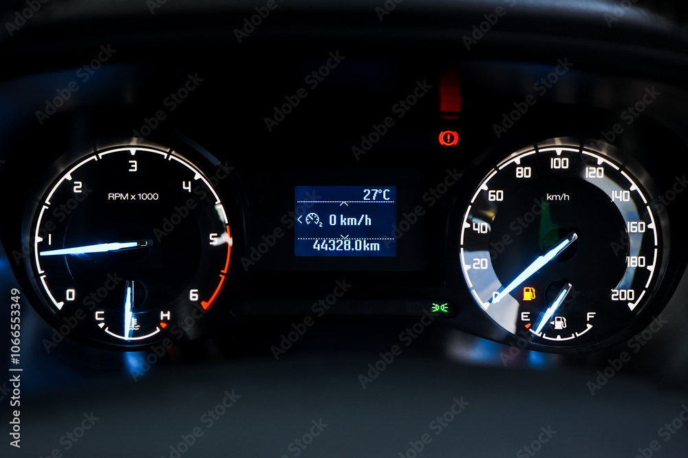 car instrument panel, car speed motor of night, car dashboard modern ...