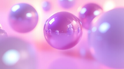 Poster - colorful abstract spheres float in a mesmerizing pattern, creating a dreamy atmosphere in a soft pas
