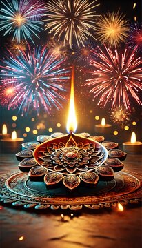 Diwali rangoli with multicolored background in neon realism style, celebrating indian festival and culture, vibrant decoration, festive design, diwali decor, colorful art. Realism. Illustration