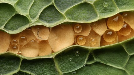 Poster - Close-Up of Leaf Surface with Water Droplets
