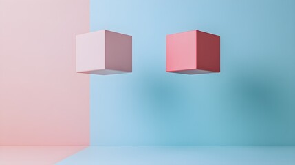 Poster - Floating cubes in pastel colors create a modern aesthetic for your design projects
