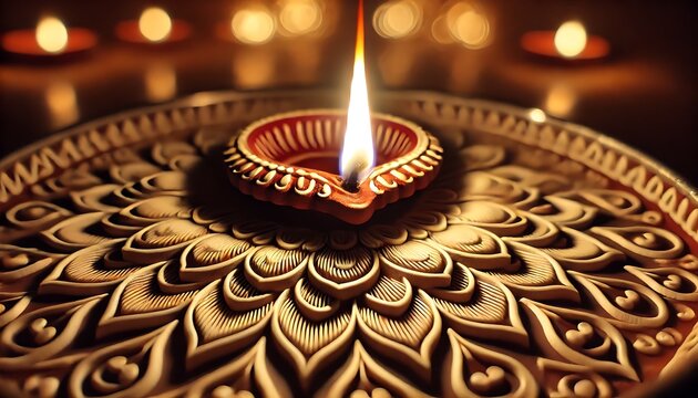 Diwali rangoli with multicolored background in neon realism style, celebrating indian festival and culture, vibrant decoration, festive design, diwali decor, colorful art. Realism. Illustration