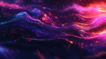 Poster - Abstract Colorful Waves with Sparkles in Motion