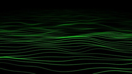Green color wavy circular dots modern design 3d black seamless background