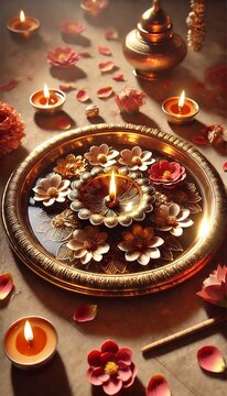 Diwali rangoli with multicolored background in neon realism style, celebrating indian festival and culture, vibrant decoration, festive design, diwali decor, colorful art. Realism. Illustration