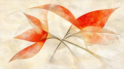 Poster - Explore the beauty of abstract texture design through delicate orange leaves in a soft background