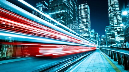 Poster - Explore the dynamic energy of urban nightlife through stunning light trails in a professional corporate background