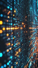 Fototapete - Sleek and futuristic technology background with metallic textures and glowing data points