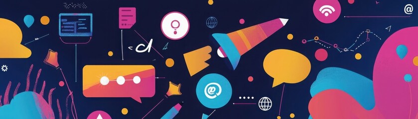 Poster - Exploring digital marketing through engaging icons and simple concepts for effective strategies