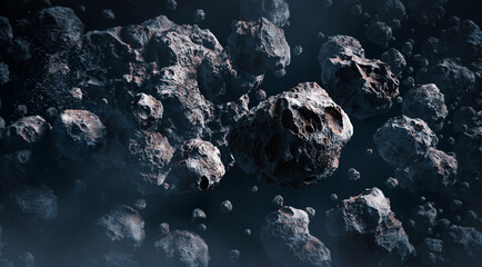 Wall Mural - asteroids in space,3d illustration