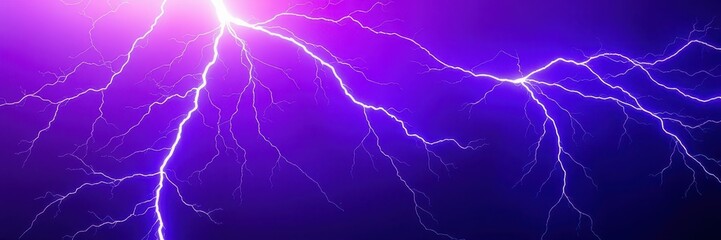 Wall Mural - A bright purple lightning bolt streaks across a dark sky