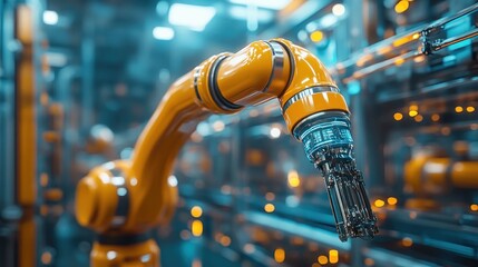 Poster - Close-up of warehouse robots in logistics factories moving goods within the factory quickly with AI system