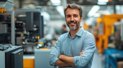 Poster - Image of engineers checking automation system in modern manufacturing factory to achieve maximum efficiency
