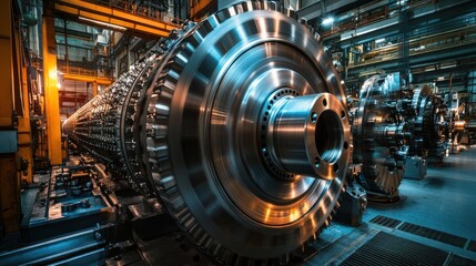 Poster - Large machinery for manufacturing car parts is working in an automatic production line