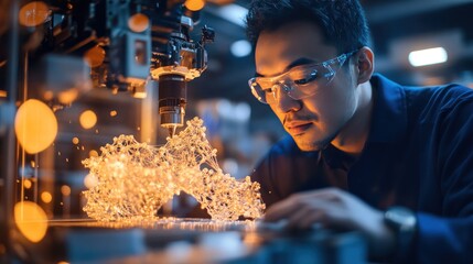 Poster - Additive manufacturing expert analyzes a complex part produced by a 3D metal printer