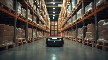 Poster - A robot transporting goods in a warehouse that moves autonomously to arrange goods in an orderly manner