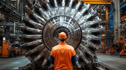 Poster - Engineers control large machinery in industrial plant for precision production