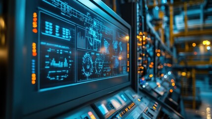 Aufkleber - Engineers review production data on a control panel using AI to analyze real-time data in a large factory