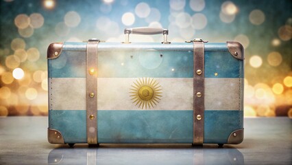 Argentina's vibrant flag merges with a suitcase, a symbol of travel and the nation.