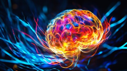 Poster - Abstract Colorful Brain with Energy Flow