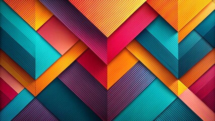 Poster - Geometric Abstract Design with Interlocking Layers of Vibrant Color and Subtle Texture