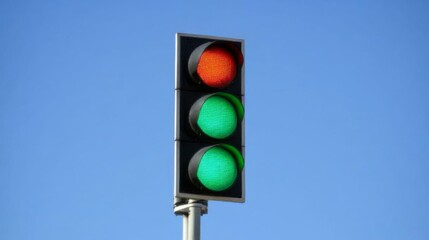 Poster - Traffic Light with Red and Green Signals Against Sky