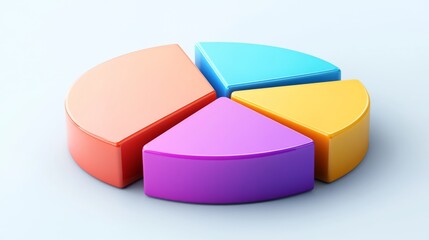 Poster - Colorful Geometric Shapes in Pie Chart Style