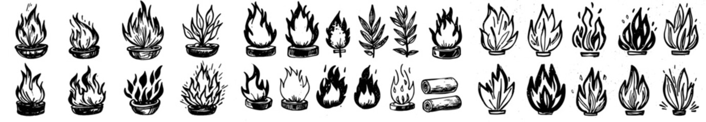 Modern illustration of a bonfire in monochrome in vintage style. Illustration for banners and posters.