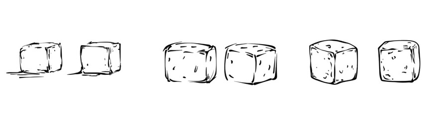 Aufkleber - The ice cubes doodle icon sign has an icy cube symbol drawn by hand