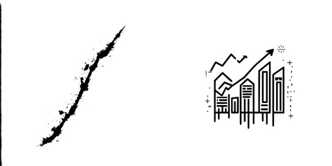 Poster - Graph icon showing growth and progress with an upward arrow in black and white.