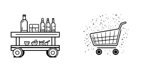 Poster - An online shopping cart line icon. Also known as an e-commerce or consumerism icon. Simple linear sign isolated on a white background. Editable modern stroke.