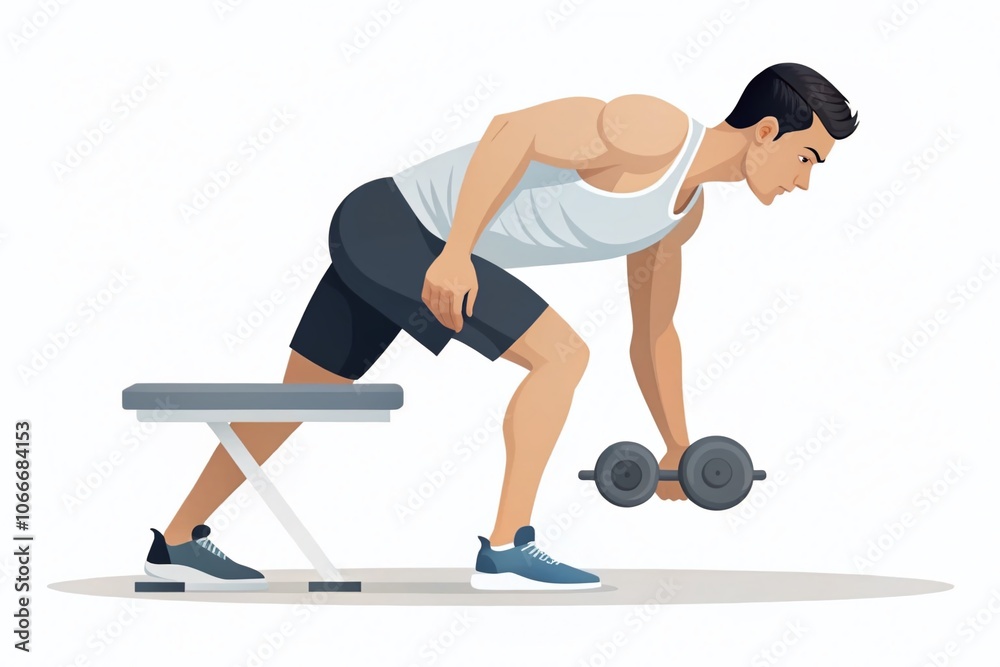 Minimalist Illustration of Dumbbell Bent Over Rows Exercise for Fitness ...