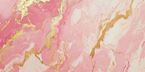 Wall Mural - Polished marble surface with veins in light pink, cream, and gold for a luxurious, elegant texture