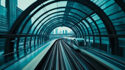 Aufkleber - Urban Train Journey Through Modern Architecture