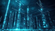 © Worakit - digital representation of electric substation with glowing towers and binary code, creating futuristic atmosphere