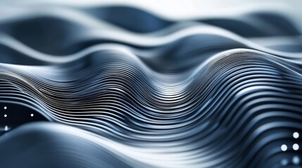 Poster - Flowing Waves of Metallic Lines in Abstract Design