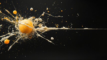Poster - discover the stunning visual impact of fruit and cream explosions in high-speed photography