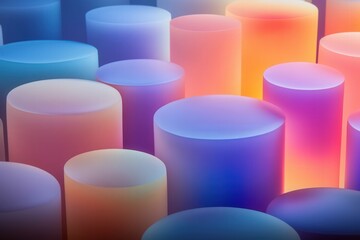 Poster - Modern abstract composition featuring colorful gradient cylinders, ideal for backgrounds and design projects