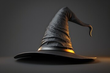 Halloween Hat. 3D Illustration of a Magician Hat on Black Background