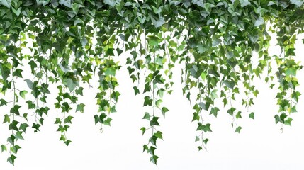 Hanging Plants. Green Leaf on Tree Branch in Nature, Isolated on White Background