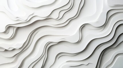Poster - The artwork displays a clean, serene environment with soft, flowing waves in white, emphasizing simplicity and elegance throughout the design