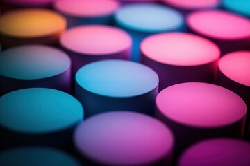 Poster - Close-up of rounded geometric shapes in gradient, forming a colorful and textured pattern