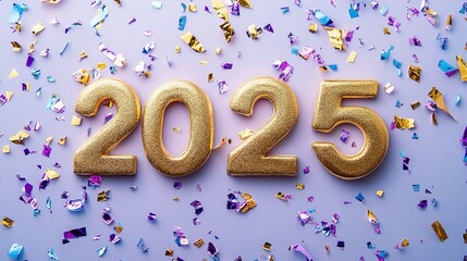 Wall Mural - 2025 New Year on light violet background.	
