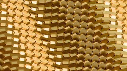Poster - Abstract 3D Hexagonal Gold Pattern with Reflective Texture