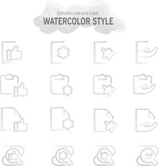 Fototapete - icon watercolor style editable line and olor vettoriale